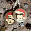 Noel Gallagher - Character Wooden Bauble Hand Painted with Gold Leaf Paint - RWHO