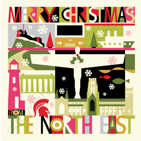 Large City Scape From The North East Christmas Card --- GX21