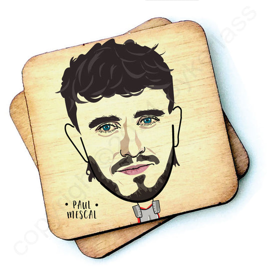 Paul Mescal Character Wooden Coaster by Wotmalike