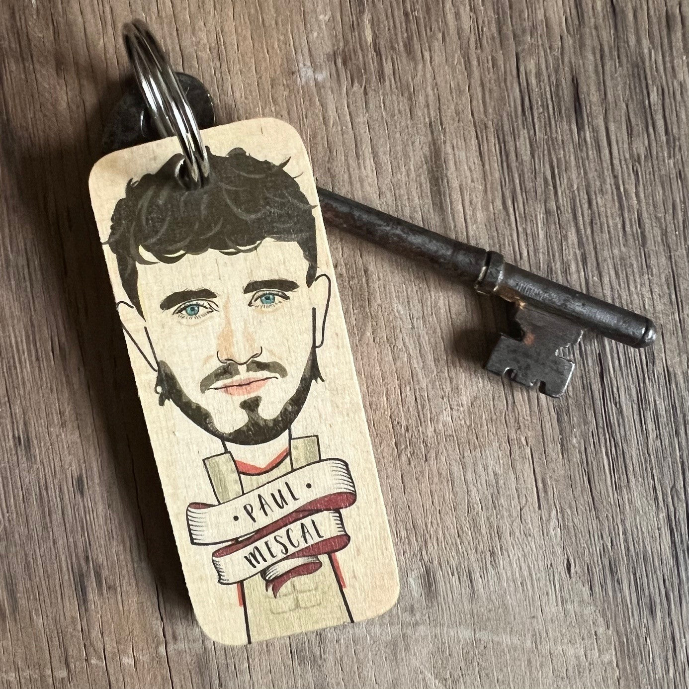 Paul Mescal Character Wooden Keyring by Wotmalike