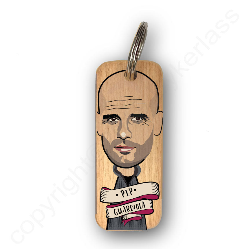 Pep Guardiola Character Wooden Keyring - RWKR1