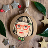 Philippa Perry - Character Wooden Bauble Hand Painted with Gold Leaf Paint - RWHO