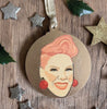 Pink - Character Wooden Bauble Hand Painted with Gold Leaf Paint - RWHO