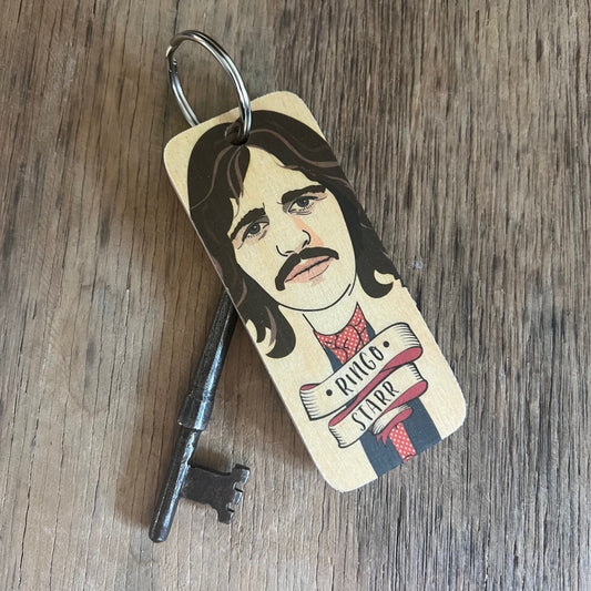 Ringo Starr 1970s Character Wooden Keyring by wotmalike