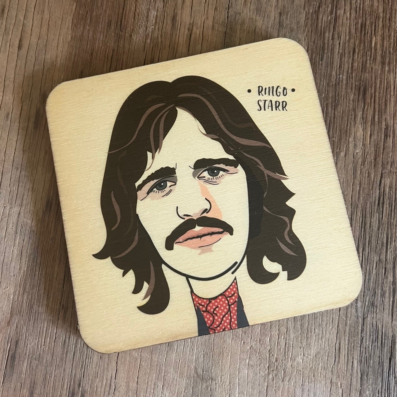 Ringo Starr 1970s - Character Wooden Coaster by wotmalike