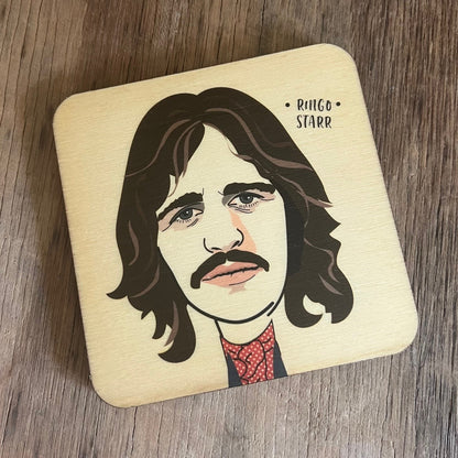 Ringo Starr 1970s - Character Wooden Coaster by wotmalike