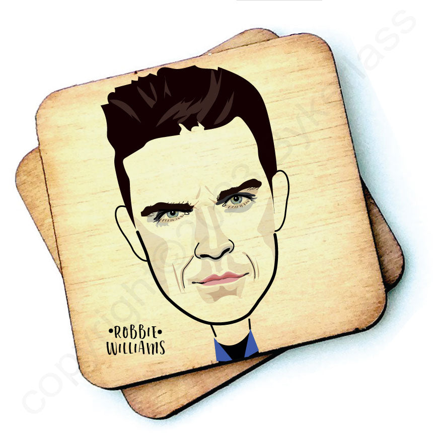 Robbie Williams Wooden Coaster by Wotmalike