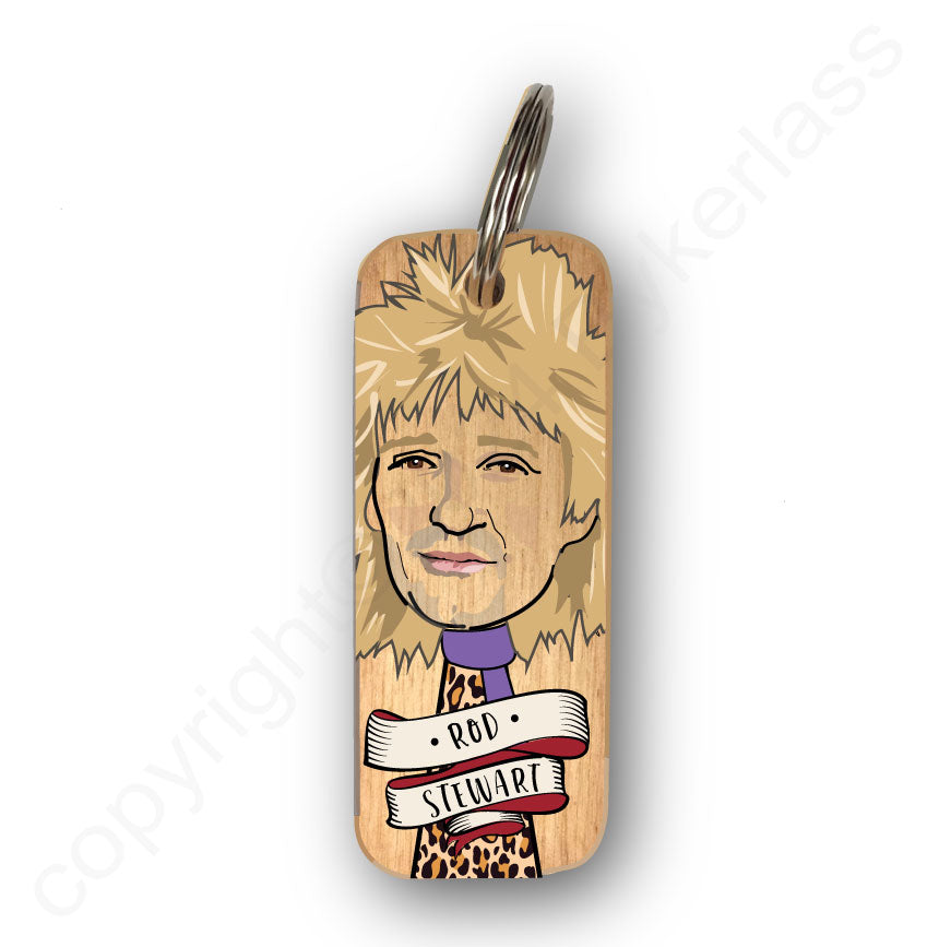 Rod Stewart Character Wooden Keyring - RWKR1