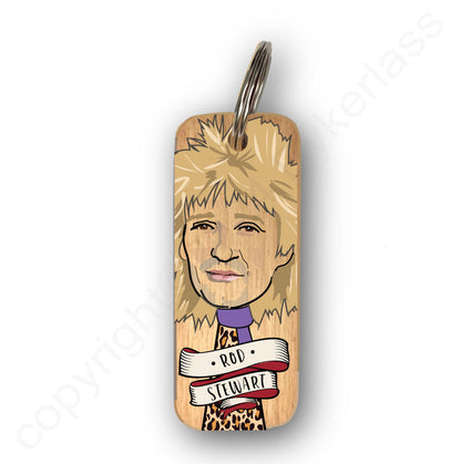 Rod Stewart Character Wooden Keyring - RWKR1