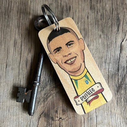 Ronaldo (Brazilian) Character Wooden Keyring