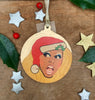 Ru Paul - Character Wooden Bauble Hand Painted with Gold Leaf Paint - RWHO