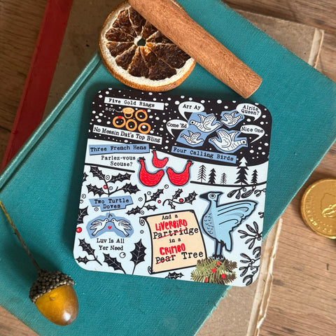 Scouse Five Days of Christmas Cork Backed Coaster -  SXCBC1