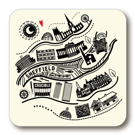 Sheffield Line Drawing Cork Backed Yorkshire Coaster