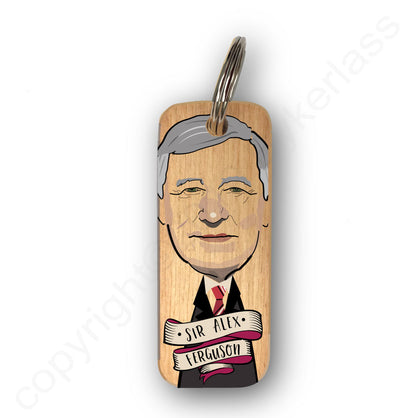 Sir Alex Ferguson Character Wooden Keyring - RWKR1