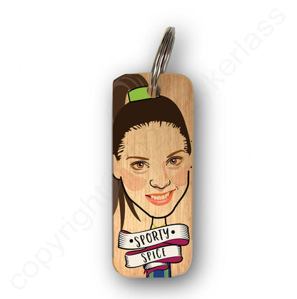 Sporty Spice Character Wooden Keyring by Wotmalike