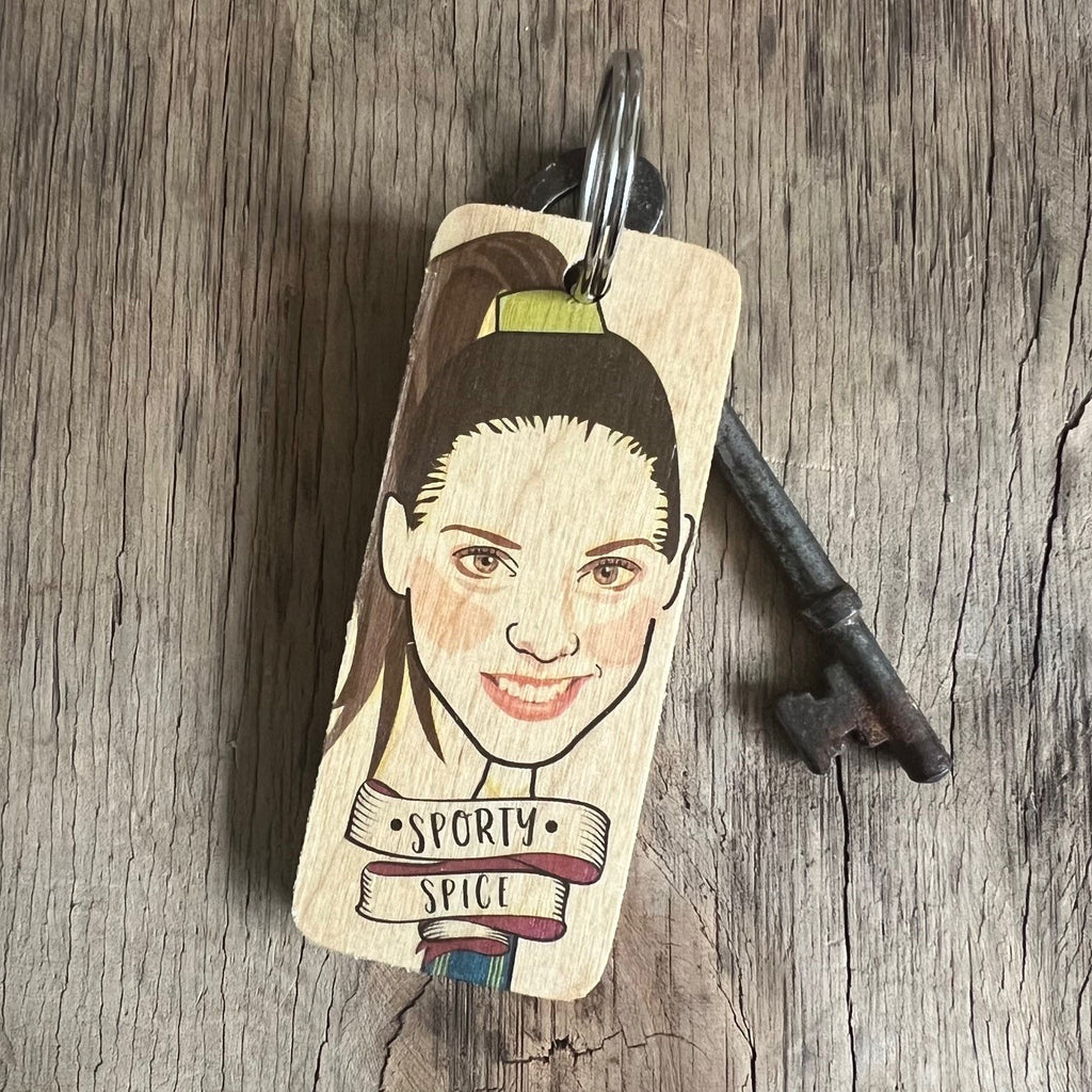 Sporty Spice Character Wooden Keyring by Wotmalike