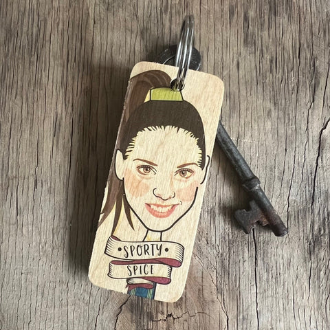 Sporty Spice Character Wooden Keyring - RWKR1