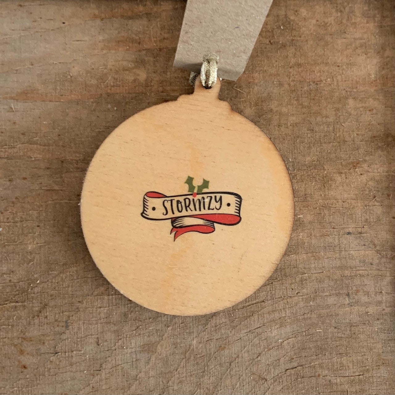 Stormzy - Character Wooden Bauble Hand Painted with Gold Leaf Paint - RWHO