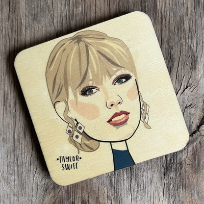 Taylor Swift Character Wooden Coaster by Wotmalike