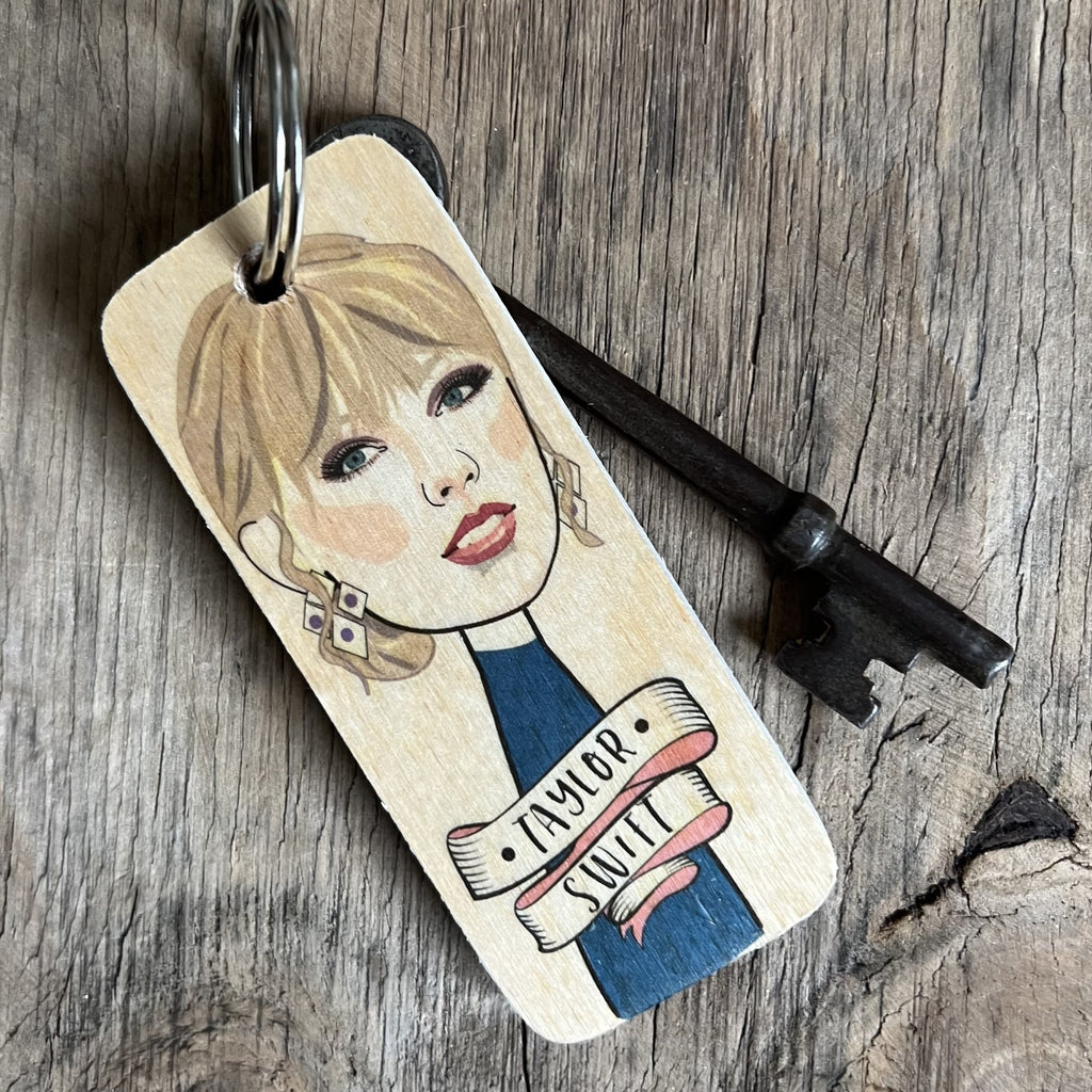Taylor Swift Character Wooden Keyring by Wotmalike
