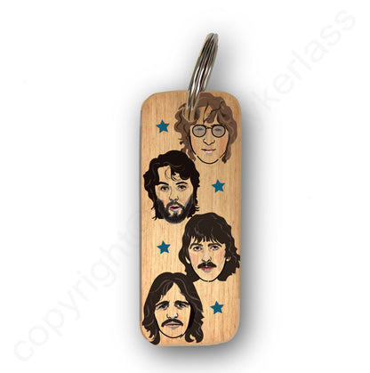 The Beatles 1970's - Character Wooden Keyring - RWKR1