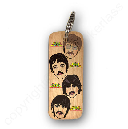 The Beatles - Sgt Peppers Character Wooden Keyring - RWKR1