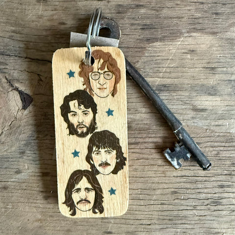 The Beatles 1970's - Character Wooden Keyring - RWKR1