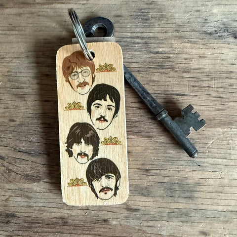 The Beatles - Sgt Peppers Character Wooden Keyring - RWKR1