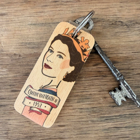 Queen Elizabeth II (1952) - Character Wooden Keyring - RWKR1