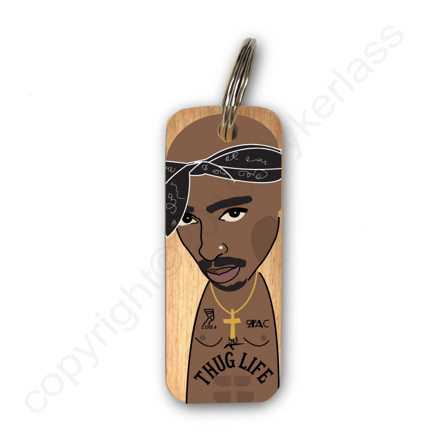 TuPac Character Wooden Keyring - RWKR1