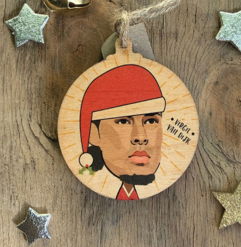 Virgil Van Dijk Rustic Wooden Christmas Bauble  - DOUBLE SIDED  RWB1