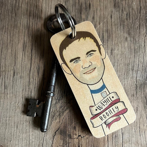 Wayne Rooney Character Wooden Keyring - RWKR1