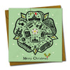 Yorkshire Rose (Green) Line Illustration Christmas Card by Wotmalike