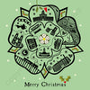 Yorkshire Rose (Green) Line Illustration Christmas Card by Wotmalike