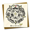 Yorkshire Rose (Cream) Line Illustration Christmas Card --- YX13