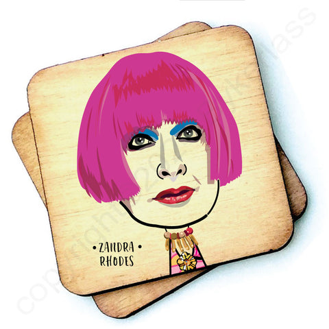 Zandra Rhodes Rustic Character Wooden Coaster - RWC1