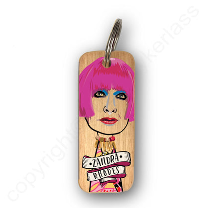 Zandra Rhodes Character Wooden Keyring - RWKR1
