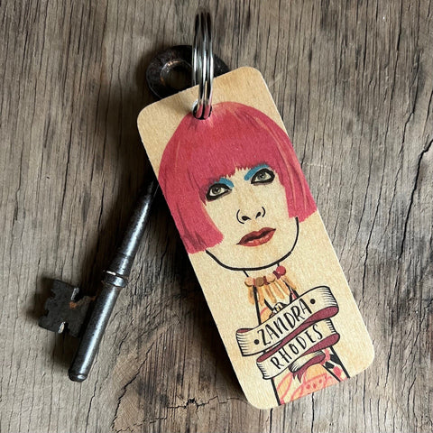 Zandra Rhodes Character Wooden Keyring - RWKR1