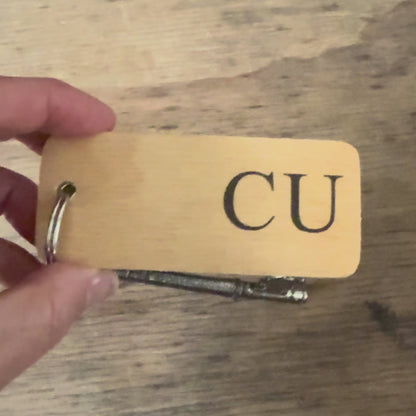TW AT Double Sided Rustic Wooden Keyring - RWKR2