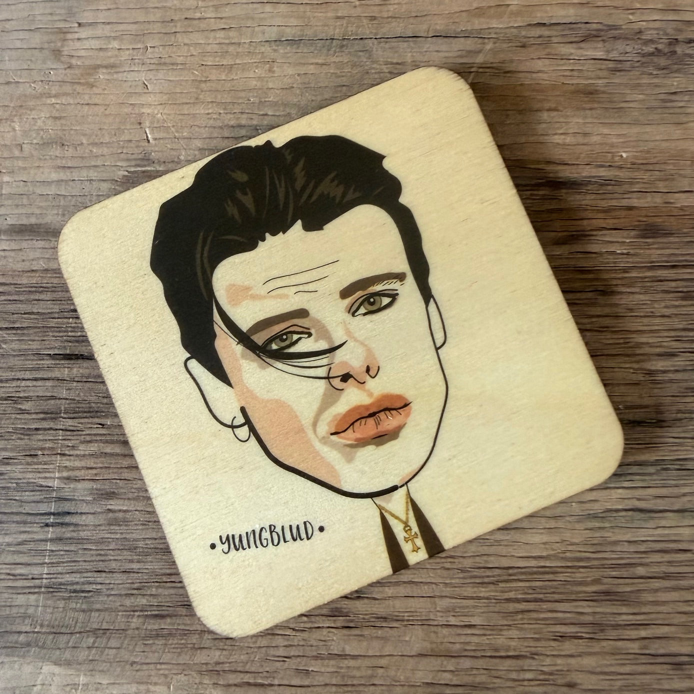 Yungblud Character Wooden Coaster - RWC1