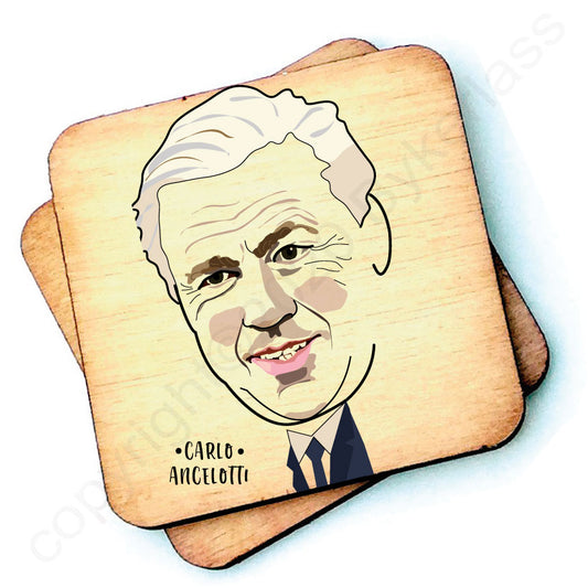 Carlo Ancelotti Rustic Character Wooden Coaster