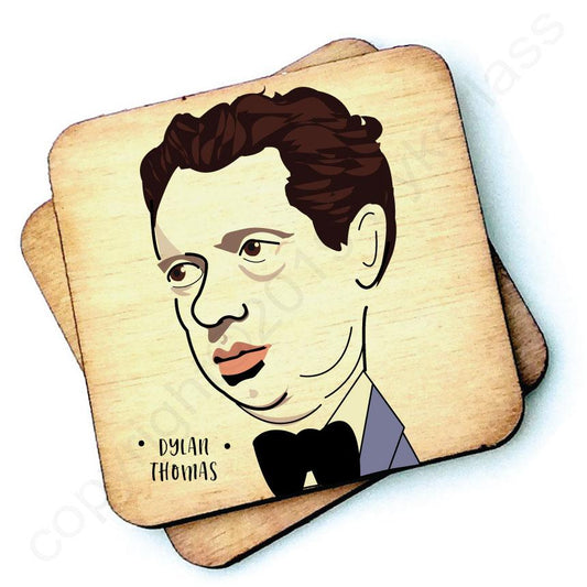 Dylan Thomas - Character Wooden Coaster by Wotmalike