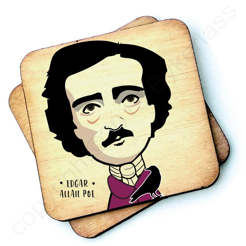 Edgar Allan Poe - Character Wooden Coaster by Wotmalike
