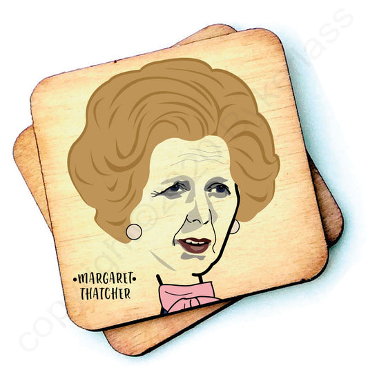 Margaret Thatcher Character Wooden Coaster 