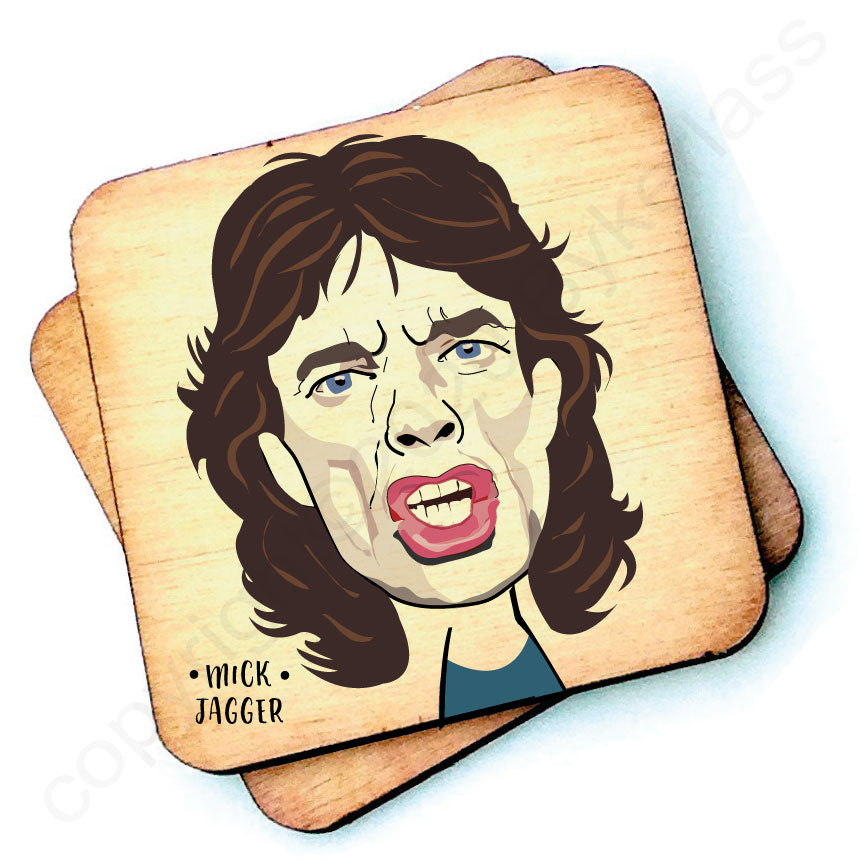 Mick Jagger Rustic Character Wooden Coaster