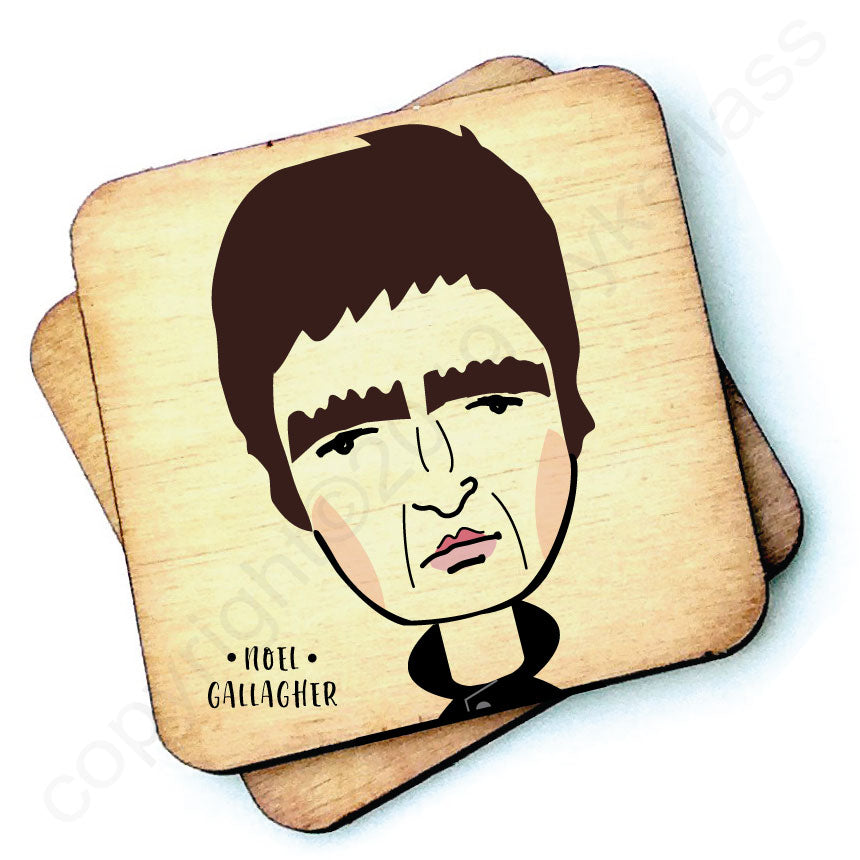 Noel Gallagher Character Wooden Coaster by Wotmalike