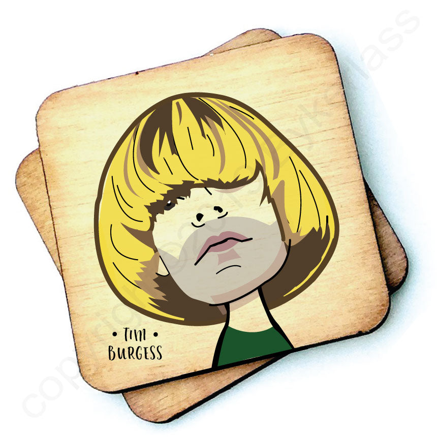 Tim Burgess Character Wooden Coaster by Wotmalike