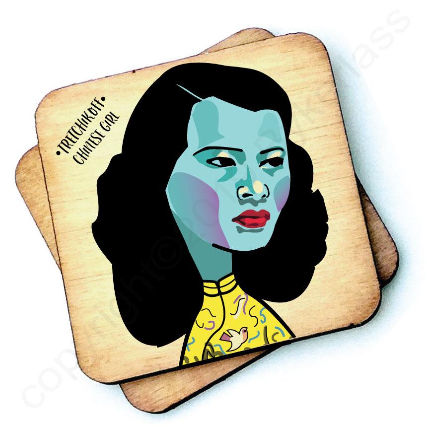 Tretchikoff Chinese Girl Character Wooden Coaster by Wotmalike