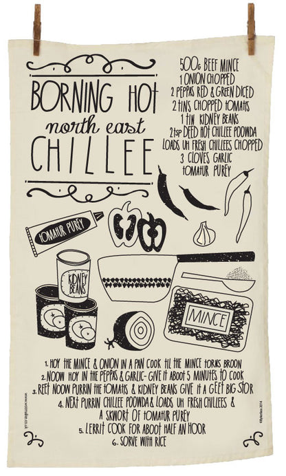 North East Chilli Recipe Tea Towel  (1GTTchilli)