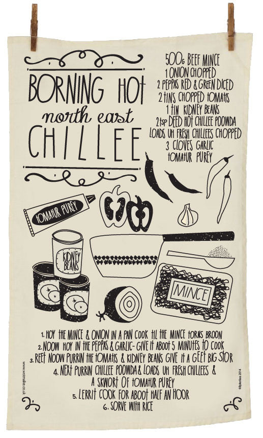 North East Chilli Recipe Tea Towel  (1GTTchilli)